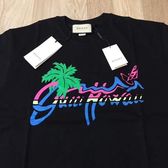 Gucci Black Hawaii T-shirt New FW20 - Picture 2 of 7